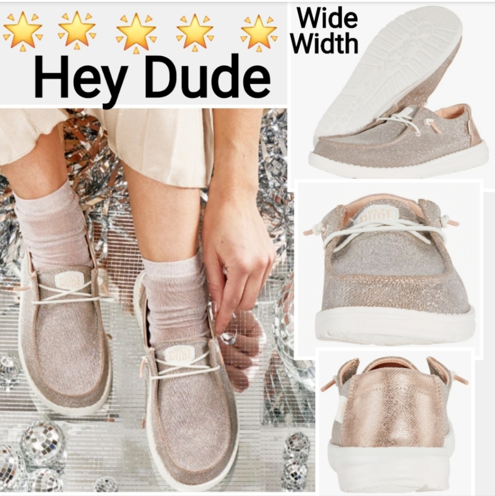 "HeyDude," Wendy Metallic Sparkle Color, Wide, Size 10